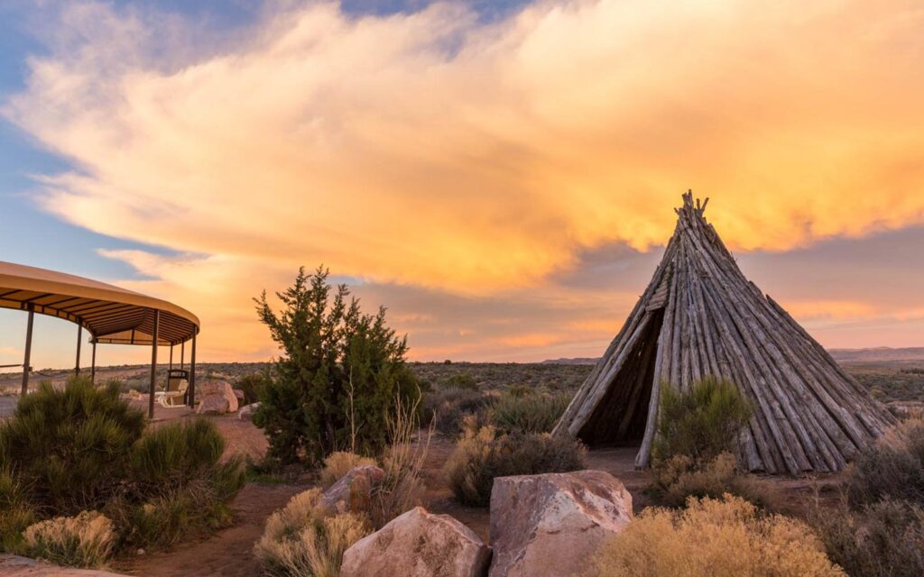 Hualipai dwelling at sunset. Hualipai dwelling at sunset.