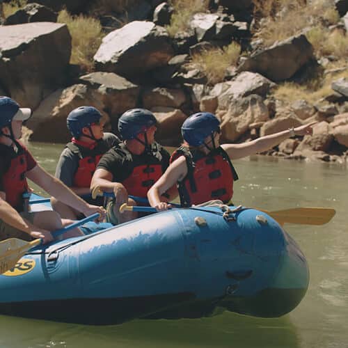 Family doing rafting