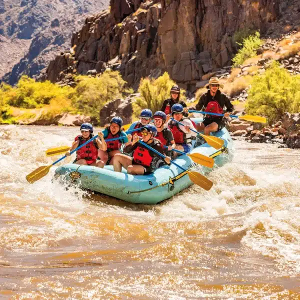 Family doing rafting