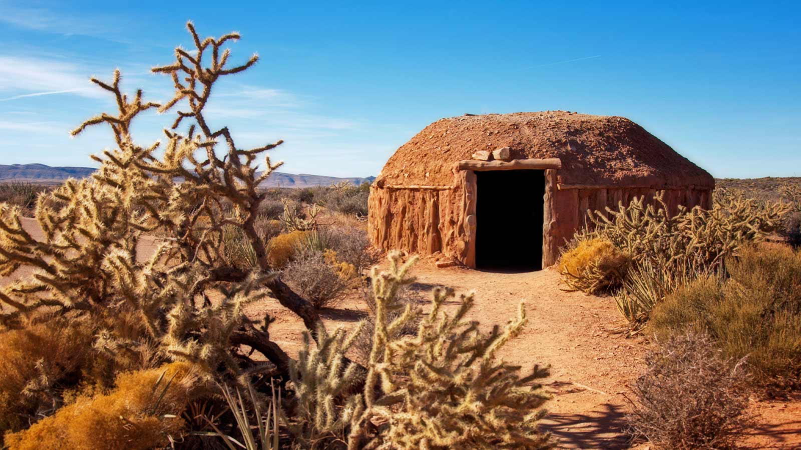 Traditional housing structure at Grand Canyon West.