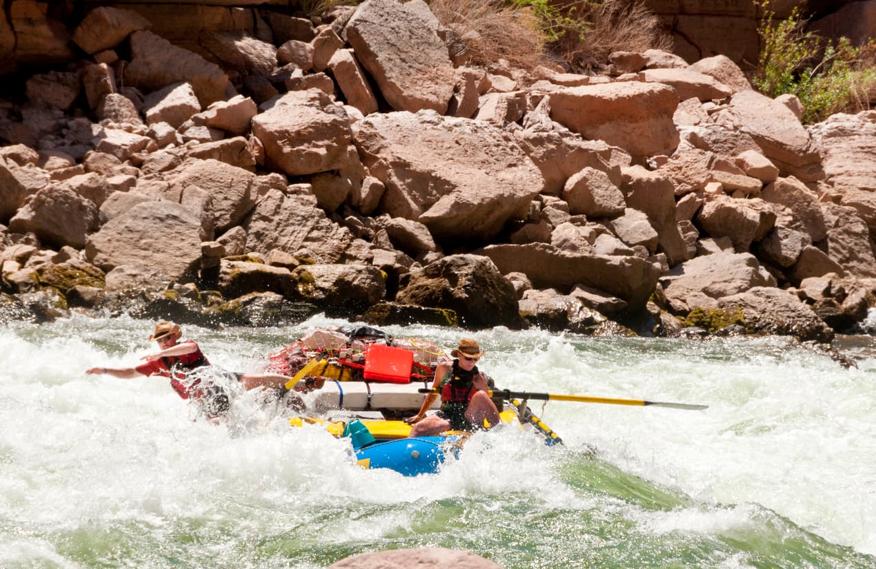 people on a two day river rafting adventure in the grand canyon