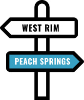 Sign post pointing to Peach Springs, Arizona