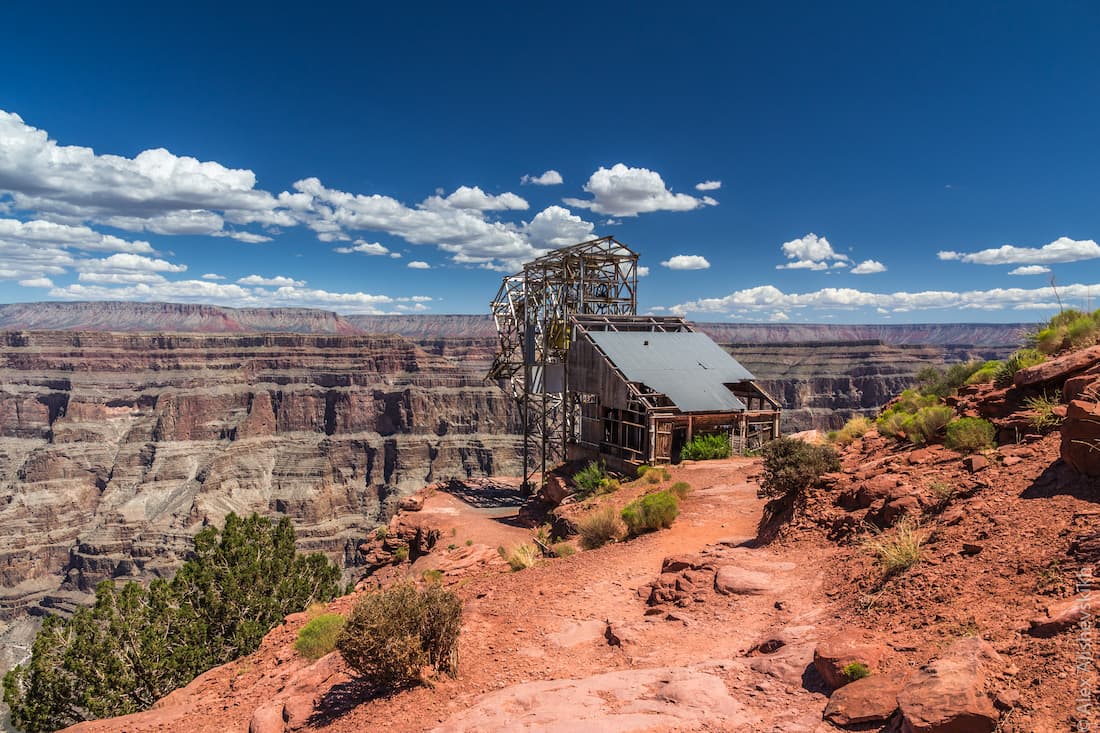 Guano Point: A Grand Canyon View with a Story Old building on the Grand Canyon rim.